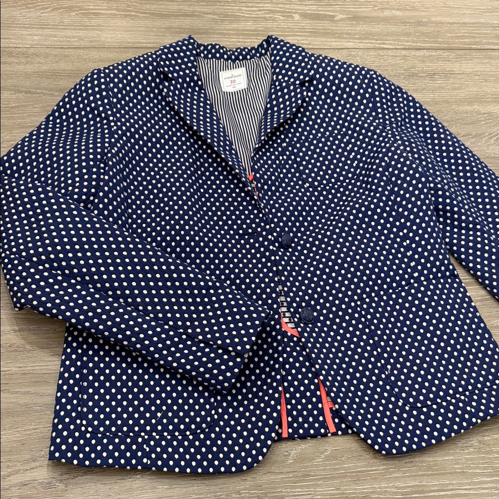 J. Crew Navy Polka Dot Cropped Blazer